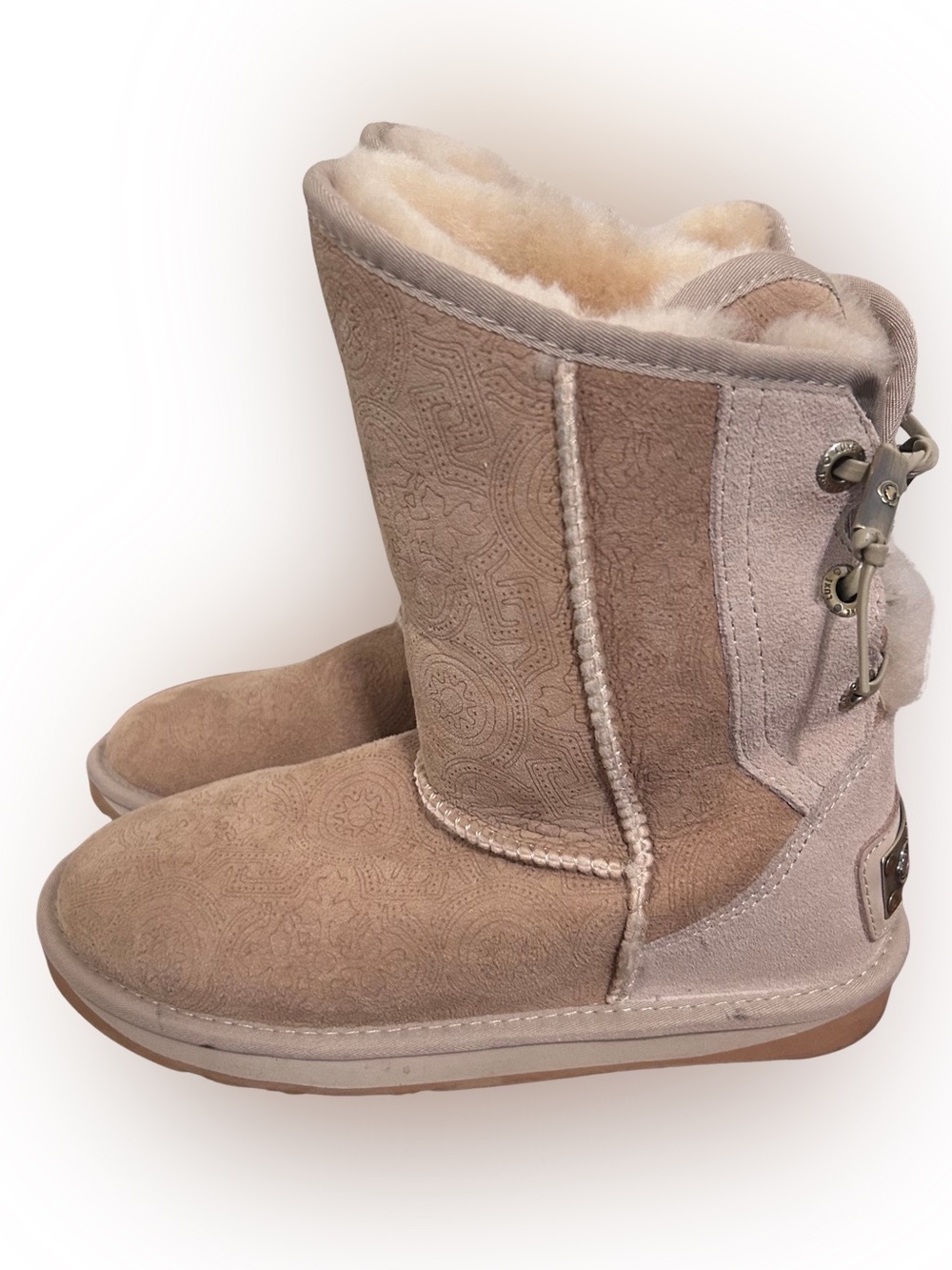 Australia Luxe Collective Shearling-Lined Short Boots Tan Brown Size 7